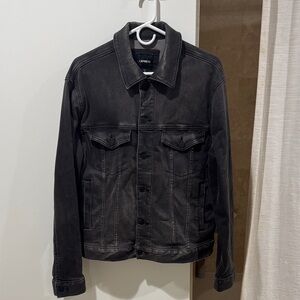 Express Black Denim Trucker Jacket for Men